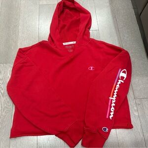 Champion Bold Red Cropped Hoodie
